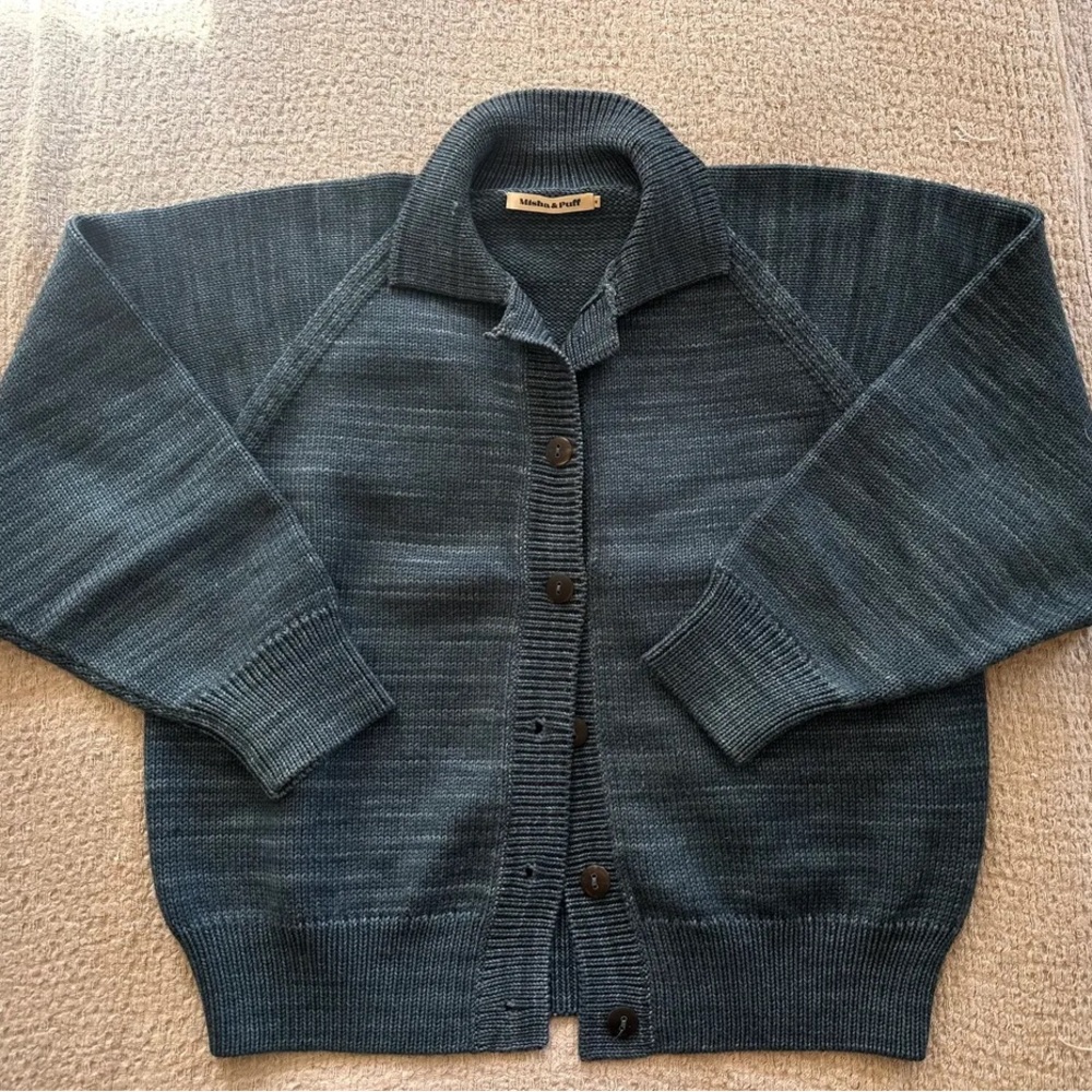 Misha & Puff Blue Smoke Polo Cardigan